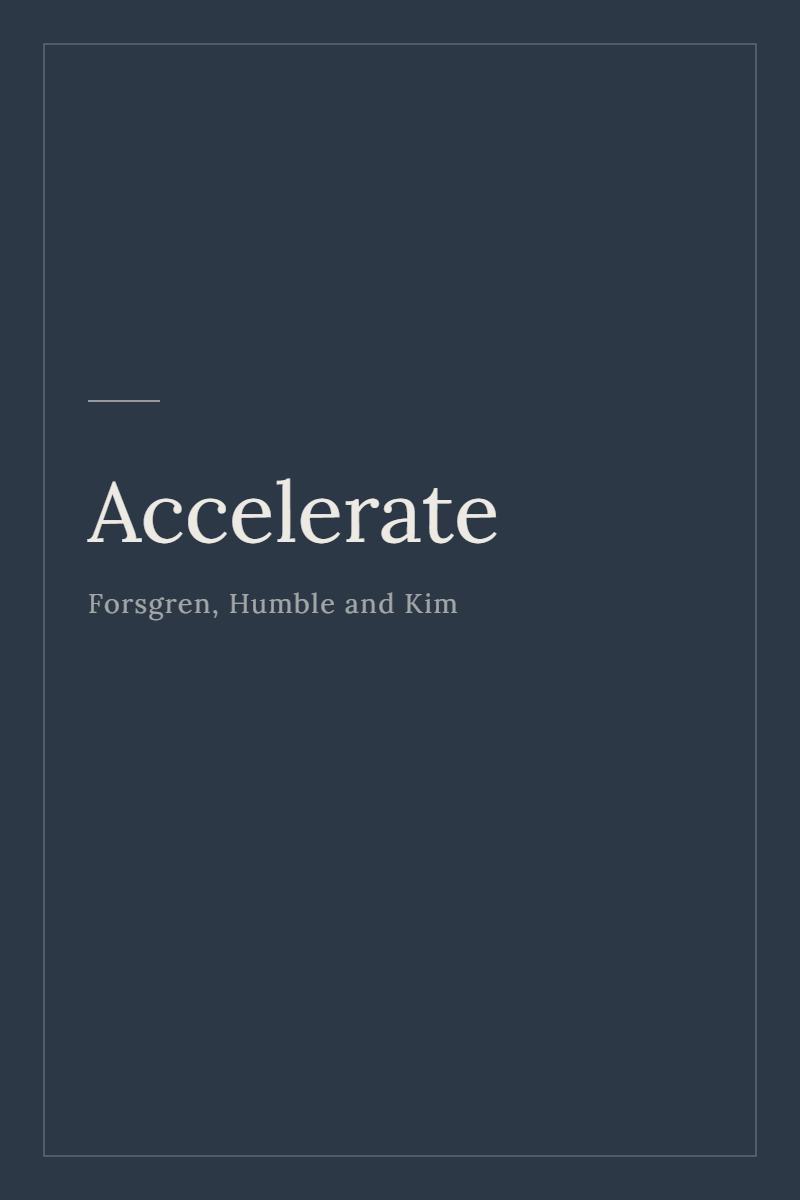 Accelerate, typographic cover